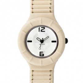 Hip Hop beige leather unisex watch HWU0142