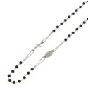 White gold 18k 750/1000 with black onyx and cubic zirconia rosary necklace
