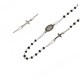 18k 750/1000 White gold with black onyx and zirconia rosary choker