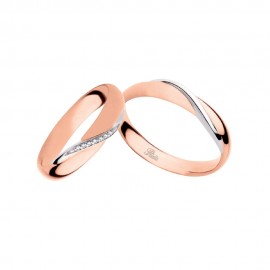 White and rose gold 18k 750/1000 with diamonds Polello wedding rings 2892DRB-URB