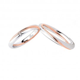 White and rose gold 18k 750/1000 with diamond Polello wedding rings 2838 DBR-UBR
