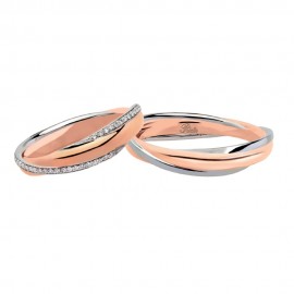 White and rose gold 18k 750/1000 with diamonds Polello wedding rings 2833DBR-UBR