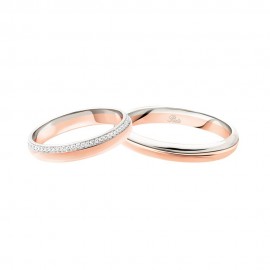 White and rose gold 18k 750/1000 with diamonds 3116 DBR-UBR Polello wedding rings