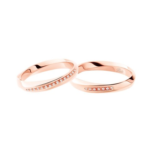 Rose gold 18 Kt 750/1000 3118 with diamonds DR - UR Polello wedding ring