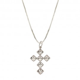 White gold 18k 750/1000 with stylised cross woman necklace