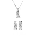 Set collana + orecchini in oro bianco 18 Kt 750/1000 modello trilogy con diamanti Grama&Mounier