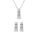 Set collana + orecchini in oro bianco 18 Kt 750/1000 modello trilogy con diamanti Grama&Mounier
