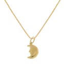 Yellow gold 18k 750/1000 moon shaped pendant woman necklace