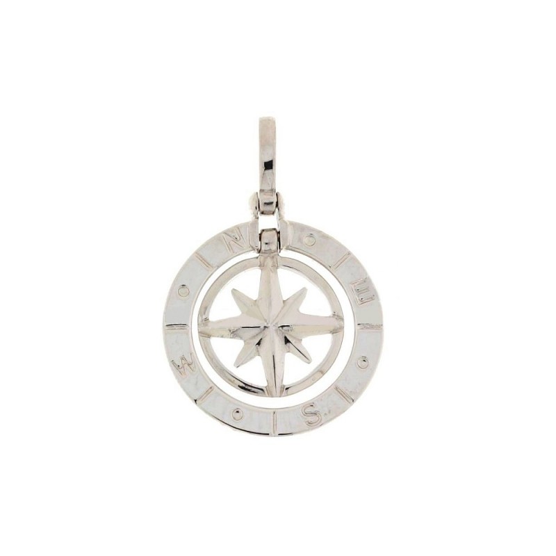 White gold 18k 750/1000 compass rose pendant