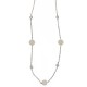 Girocollo in oro bianco 18 Kt 750/1000 con zirconi e perle naturali da donna