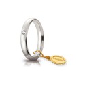 Fede Unoaerre in oro bianco, modello Comoda con brillante da ct 0.03, lucida 35AFC1 larghezza fascia 3,5 mm unisex