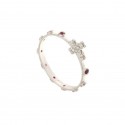 White gold 18kt 750/1000 with red and white cubic zirconia rosary ring