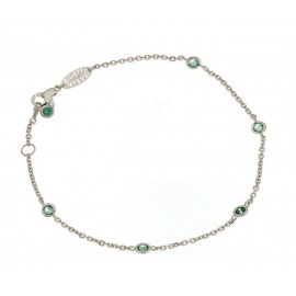 White gold 18kt 750/1000 with green cubic zirconia unisex bracelet
