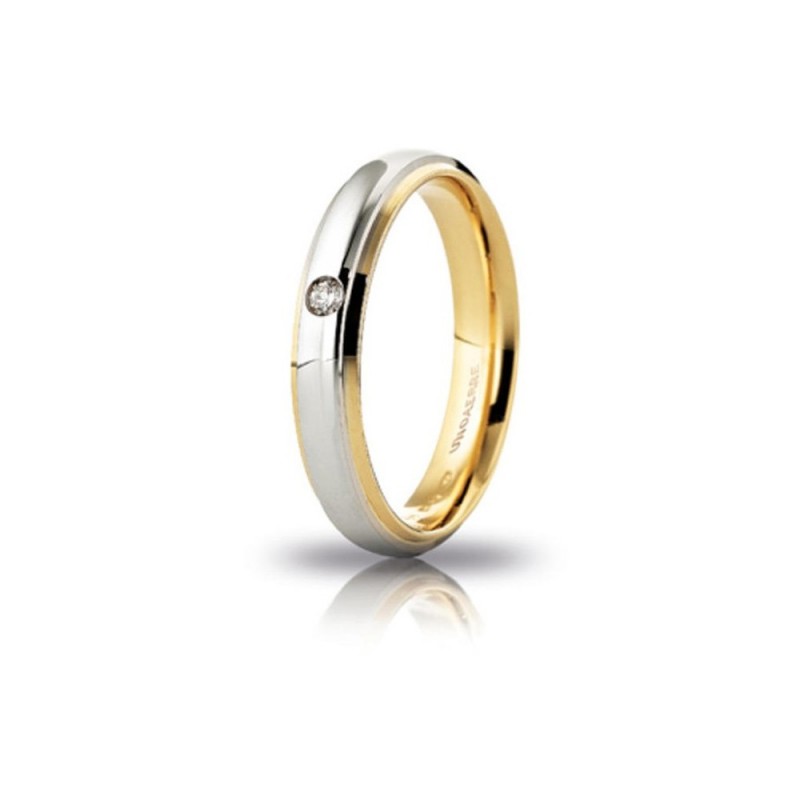 White and yellow gold 18 Kt 750/1000 Unoaerre Cassiopea unisex wedding ring