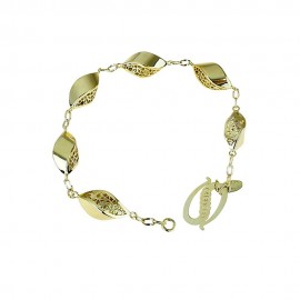 Bracciale oro giallo 18Kt 750/1000 a catena con elementi traforati lucido da donna