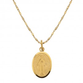 Collana in oro giallo 18 Kt 750/1000 con Madonna Miracolosa da uomo