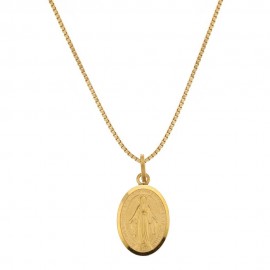 Yellow gold 18K 750/1000 with Virgin Mary pendant, unisex necklace
