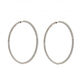 White gold 18k 750/1000 with cubic zirconia hoops woman earrings