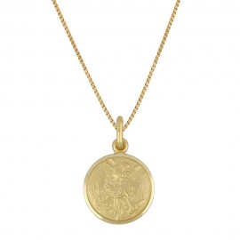 Yellow gold 18k 750/1000 with San Michele pendant unisex necklace