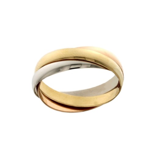 White, yellow and rose gold 18k 750/1000 Three interlaced rings