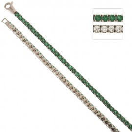 White gold 18Kt 750/1000 with green and white cubic zirconia Tennis type bracelet