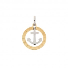 White and yellow gold 18k 750/1000 anchor shaped pendant